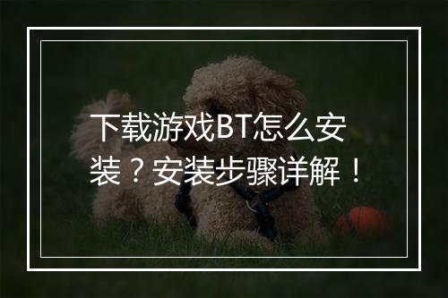 下载游戏BT怎么安装?安装步骤详解!
