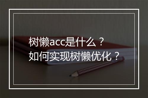 树懒acc是什么?如何实现树懒优化?