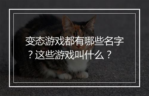 变态游戏都有哪些名字?这些游戏叫什么?