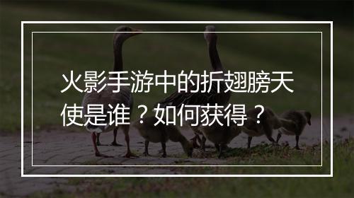 火影手游中的折翅膀天使是谁?如何获得?