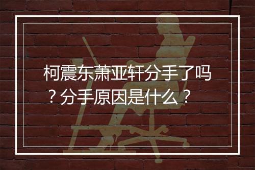 柯震东萧亚轩分手了吗?分手原因是什么?