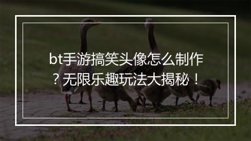 bt手游搞笑头像怎么制作?无限乐趣玩法大揭秘!