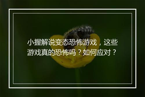 小握解说变态恐怖游戏,这些游戏真的恐怖吗?如何应对?