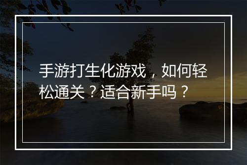 手游打生化游戏，如何轻松通关？适合新手吗？
