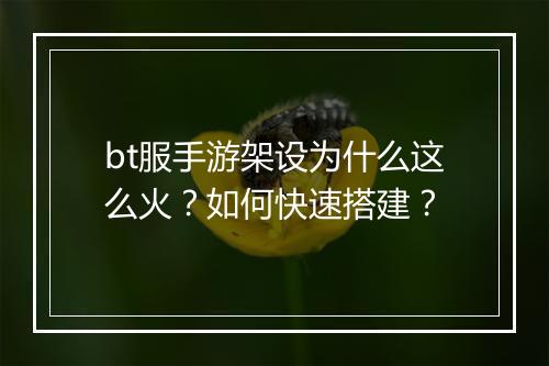 bt服手游架设为什么这么火?如何快速搭建?