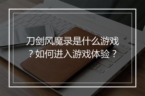 刀剑风魔录是什么游戏?如何进入游戏体验?