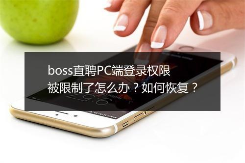 boss直聘PC端登录权限被限制了怎么办?如何恢复?