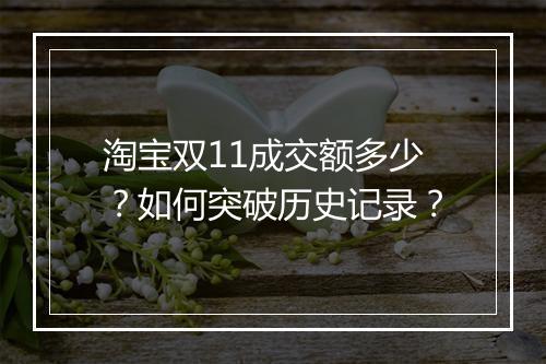 淘宝双11成交额多少?如何突破历史记录?