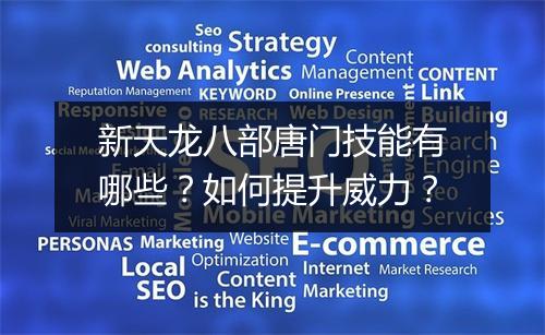 新天龙八部唐门技能有哪些?如何提升威力?