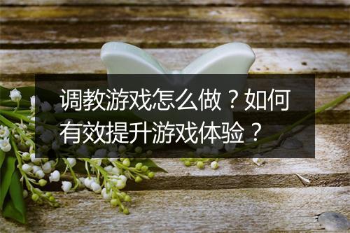 调教游戏怎么做?如何有效提升游戏体验?