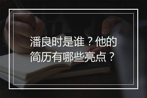 潘良时是谁?他的简历有哪些亮点?