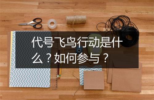 代号飞鸟行动是什么?如何参与?