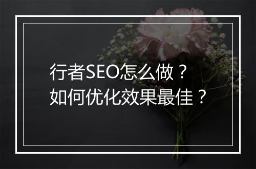 行者SEO怎么做?如何优化效果最佳?