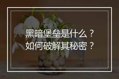 黑暗堡垒是什么?如何破解其秘密?