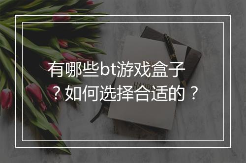 有哪些bt游戏盒子?如何选择合适的?
