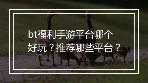 bt福利手游平台哪个好玩?推荐哪些平台?