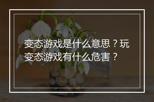 变态游戏是什么意思?玩变态游戏有什么危害?