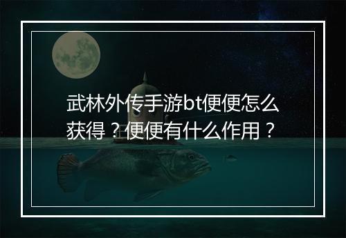 武林外传手游bt便便怎么获得？便便有什么作用？
