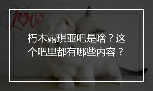 朽木露琪亚吧是啥？这个吧里都有哪些内容？