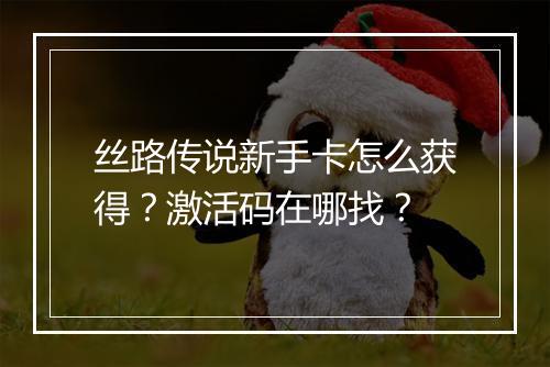 丝路传说新手卡怎么获得?激活码在哪找?