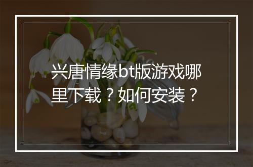 兴唐情缘bt版游戏哪里下载?如何安装?