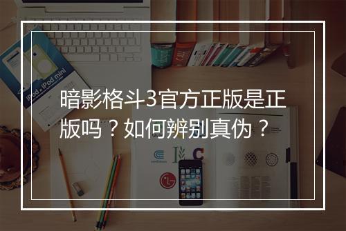 暗影格斗3官方正版是正版吗?如何辨别真伪?