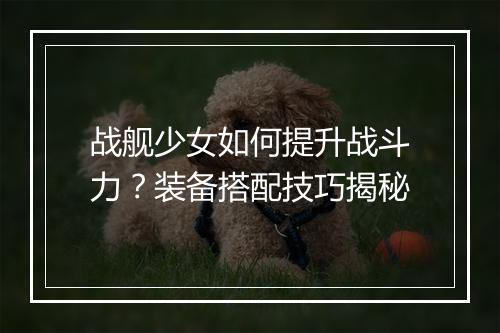 战舰少女如何提升战斗力？装备搭配技巧揭秘