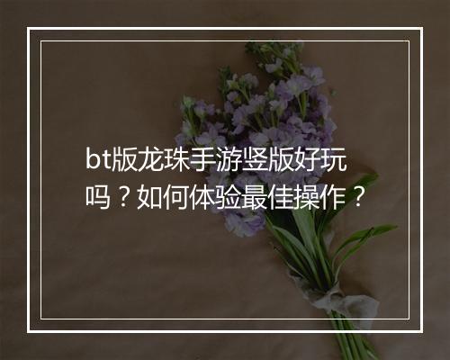 bt版龙珠手游竖版好玩吗？如何体验最佳操作？