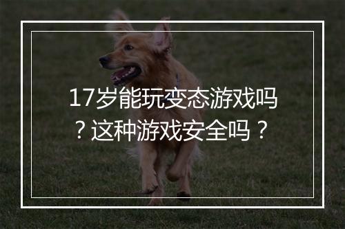 17岁能玩变态游戏吗?这种游戏安全吗?