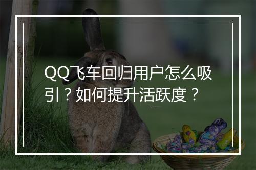 QQ飞车回归用户怎么吸引?如何提升活跃度?