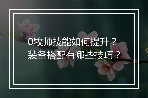 0牧师技能如何提升?装备搭配有哪些技巧?