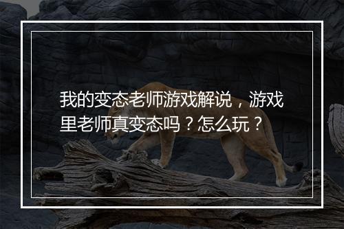 我的变态老师游戏解说,游戏里老师真变态吗?怎么玩?