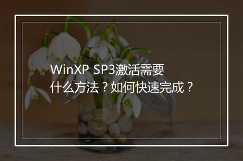 WinXP SP3激活需要什么方法？如何快速完成？