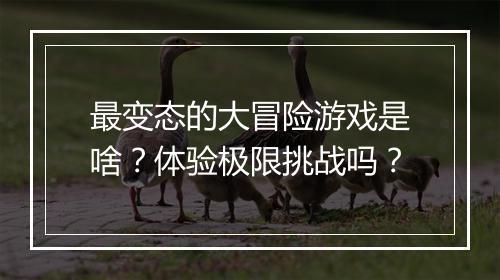 最变态的大冒险游戏是啥?体验极限挑战吗?