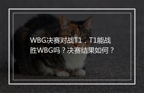 WBG决赛对战T1,T1能战胜WBG吗?决赛结果如何?