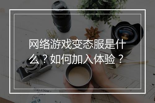 网络游戏变态服是什么?如何加入体验?