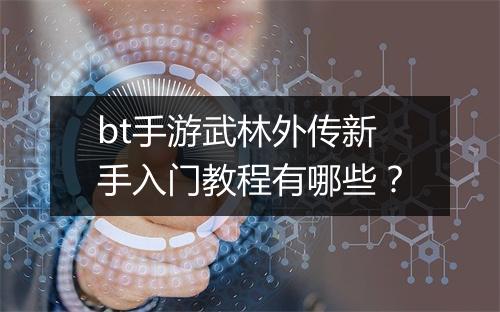 bt手游武林外传新手入门教程有哪些？