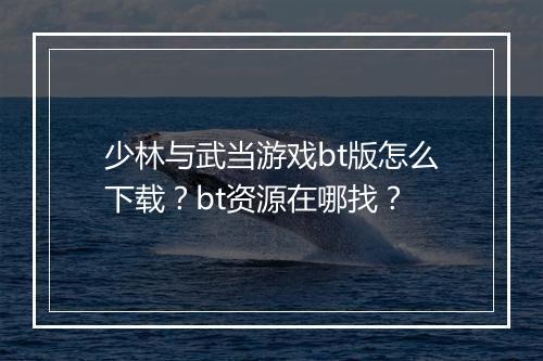 少林与武当游戏bt版怎么下载？bt资源在哪找？