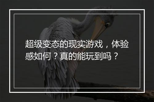 超级变态的现实游戏,体验感如何?真的能玩到吗?