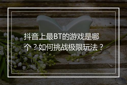抖音上最BT的游戏是哪个?如何挑战极限玩法?