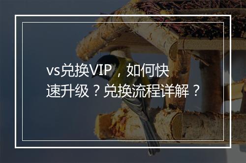 vs兑换VIP,如何快速升级?兑换流程详解?