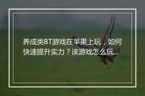 养成类BT游戏在苹果上玩,如何快速提升实力?该游戏怎么玩?