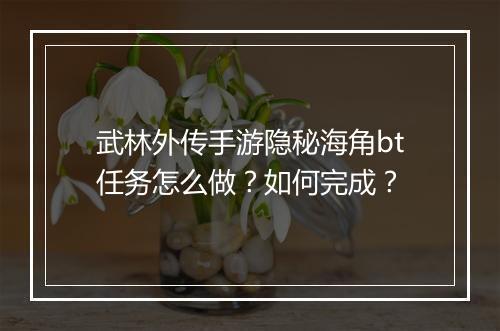 武林外传手游隐秘海角bt任务怎么做?如何完成?