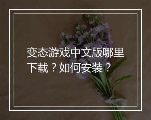变态游戏中文版哪里下载？如何安装？