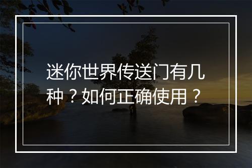 迷你世界传送门有几种？如何正确使用？