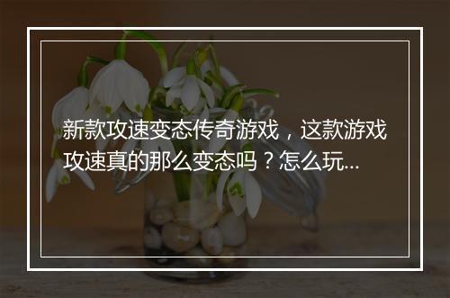 新款攻速变态传奇游戏,这款游戏攻速真的那么变态吗?怎么玩?