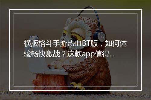 横版格斗手游热血BT版,如何体验畅快激战?这款app值得下载吗?