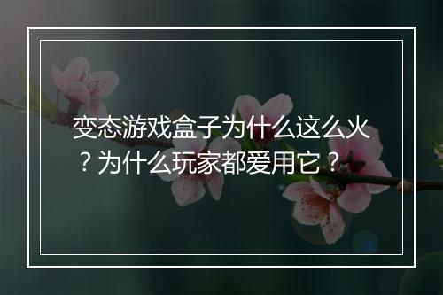 变态游戏盒子为什么这么火?为什么玩家都爱用它?