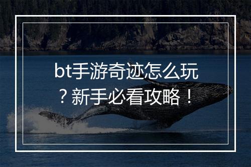 bt手游奇迹怎么玩?新手必看攻略!