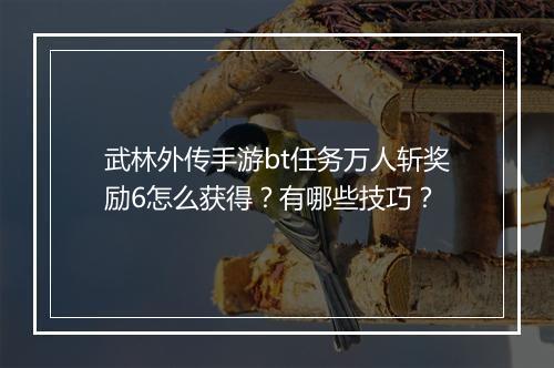 武林外传手游bt任务万人斩奖励6怎么获得?有哪些技巧?